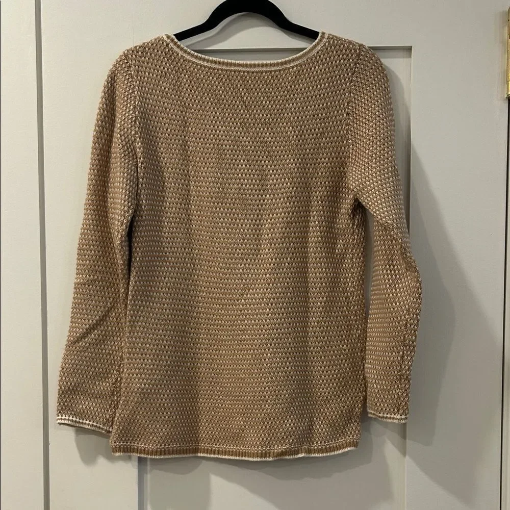 J. Crew Tan & White Knit Sweater, Size Small